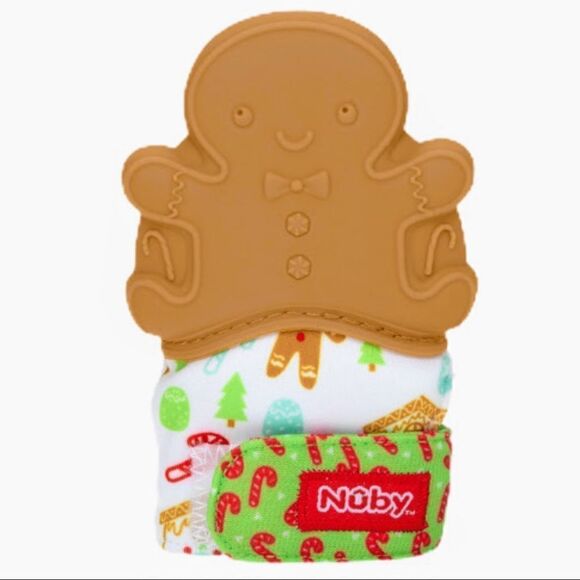 Nwt NIB NUBY GINGERBREAD TEETHING MITTEN - Picture 1 of 7